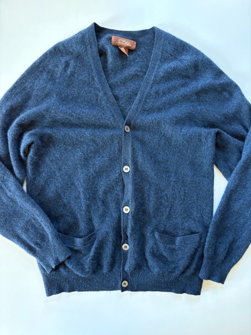 Tasso Elba 100% Cashmere navy V-neck small